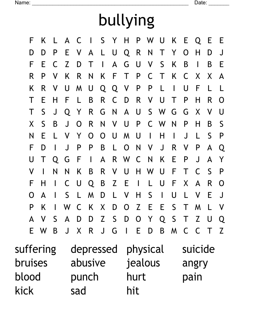 bullying Word Search