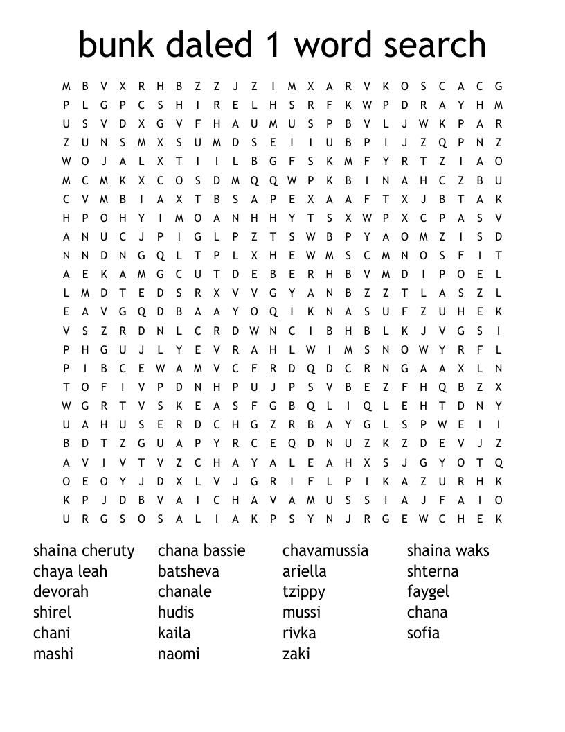 bunk daled 1  word search