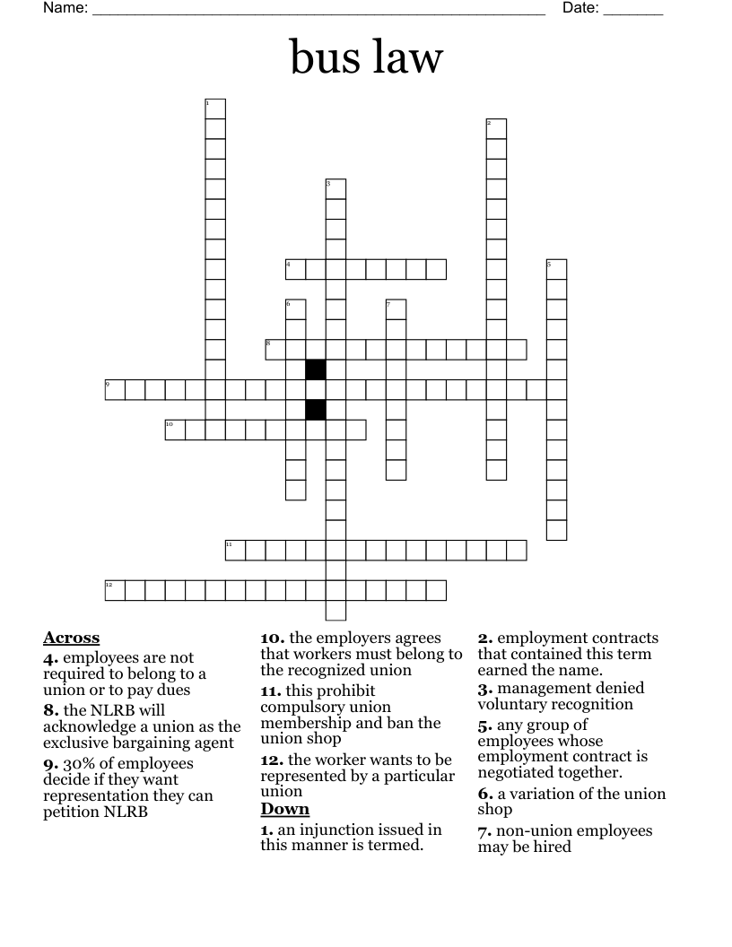 bus law Crossword