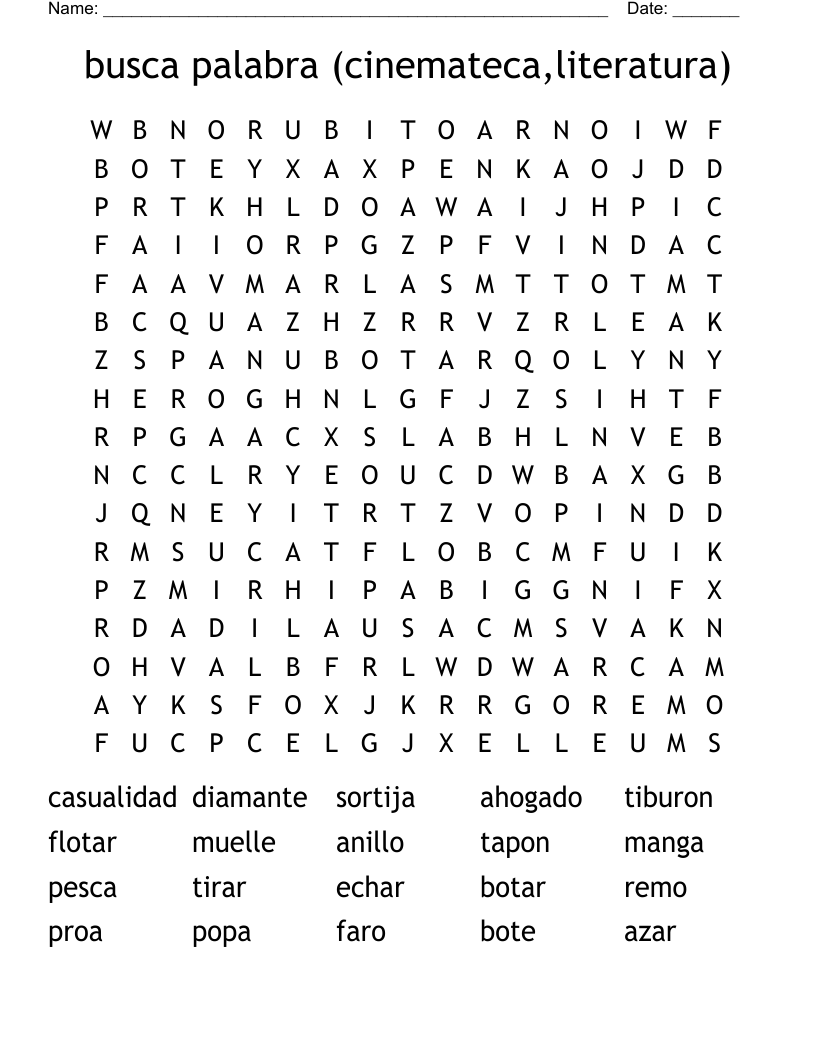 busca palabra (cinemateca,literatura) Word Search