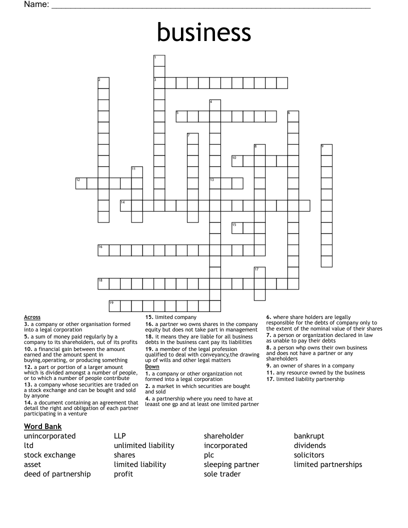 business Crossword