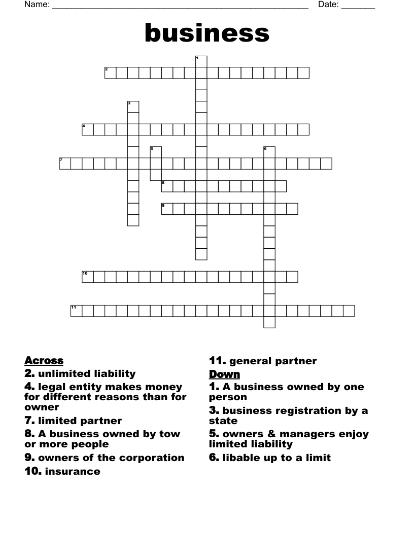 business Crossword