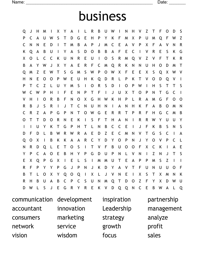 business  Word Search