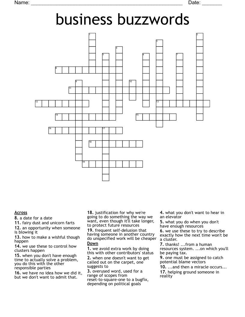 business buzzwords Crossword