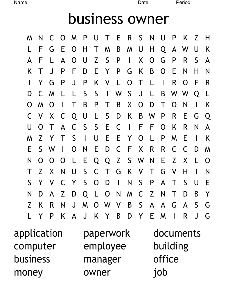 business owner Word Search