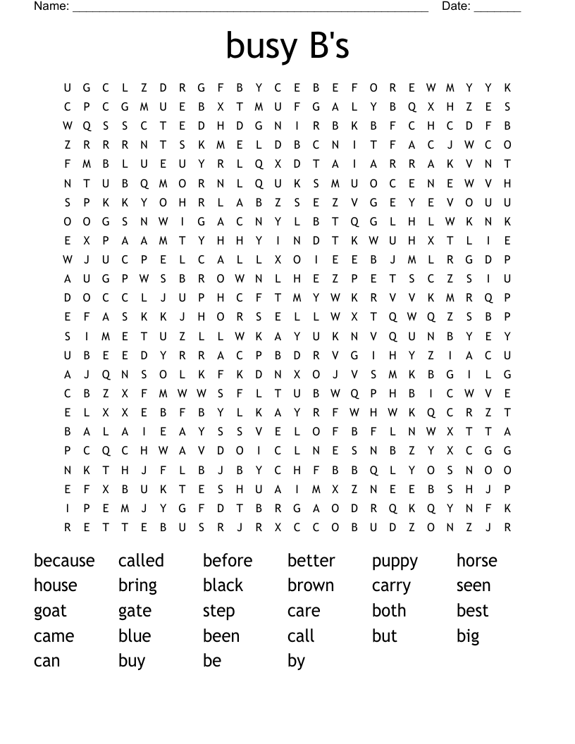 busy B's Word Search