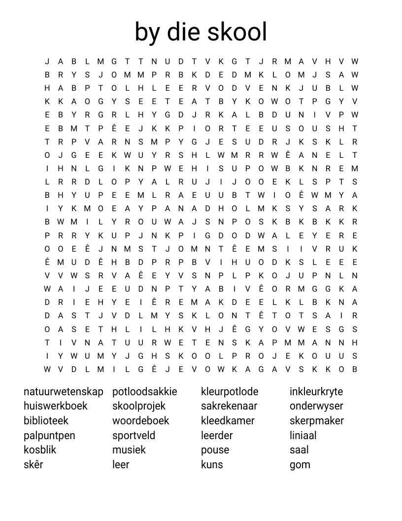 by die skool Word Search