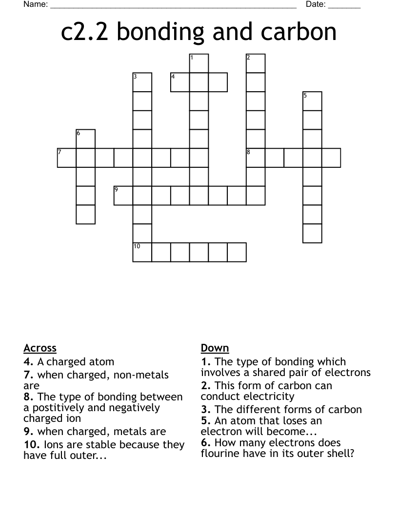 c2.2 bonding and carbon Crossword