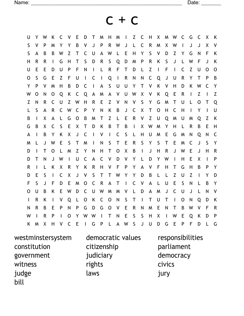 c + c Word Search