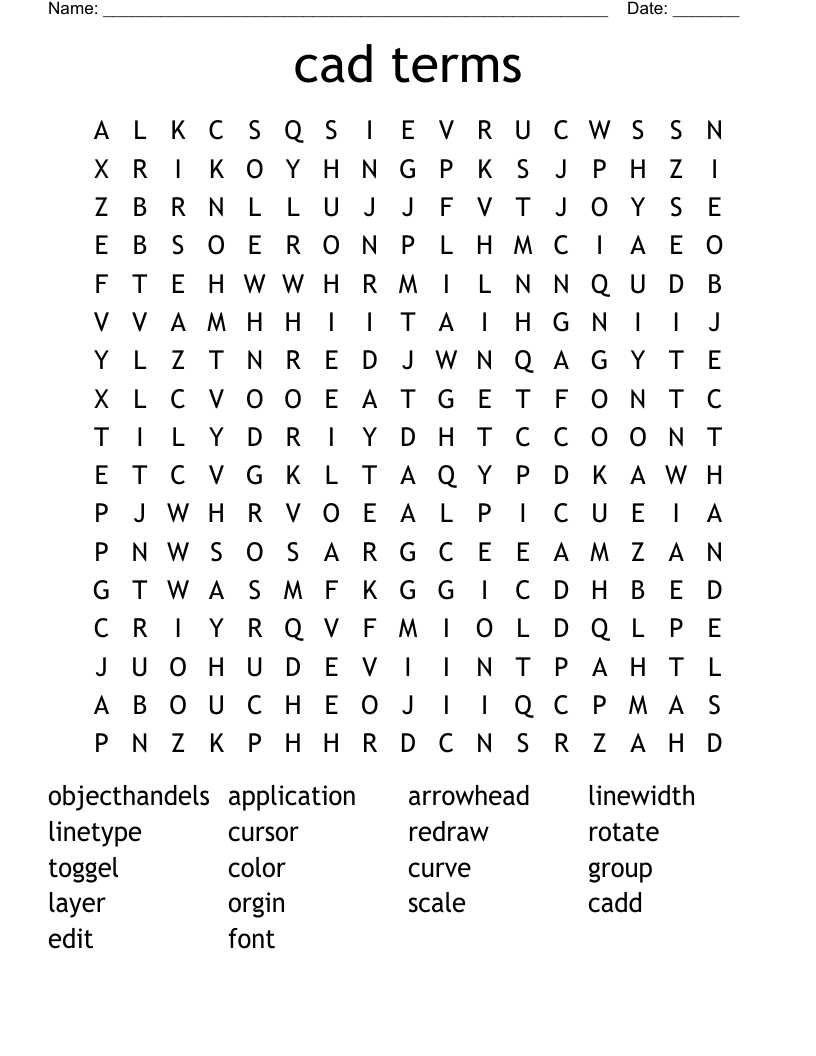 cad terms Word Search