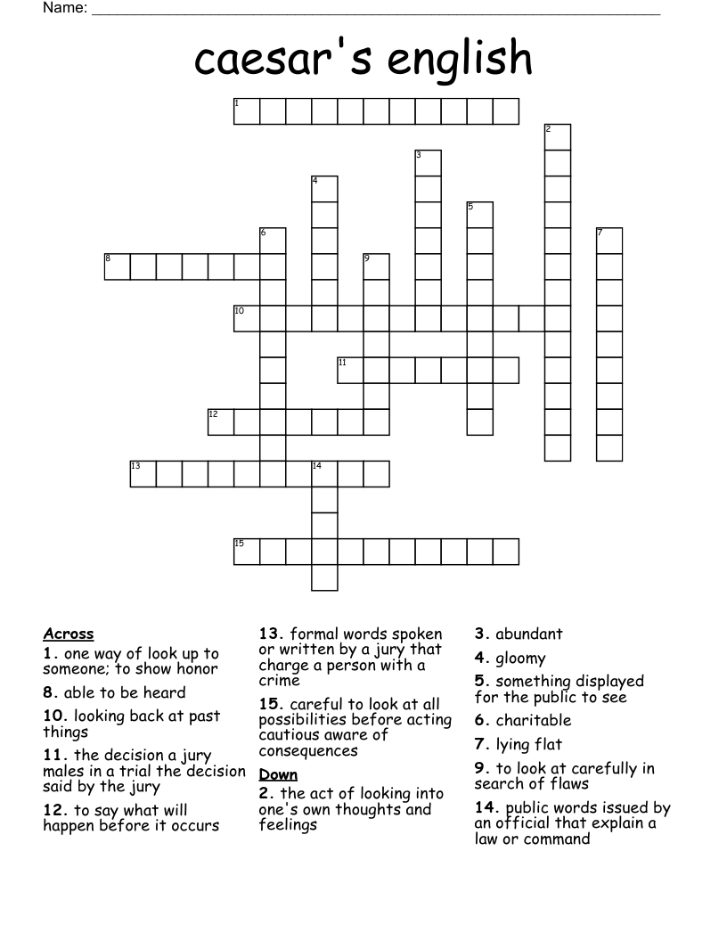 caesar's english Crossword