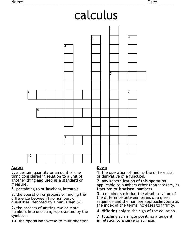 calculus  Crossword