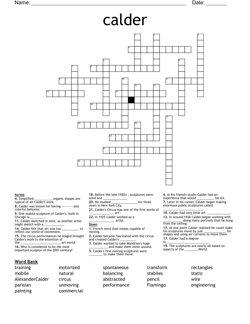 calder Crossword