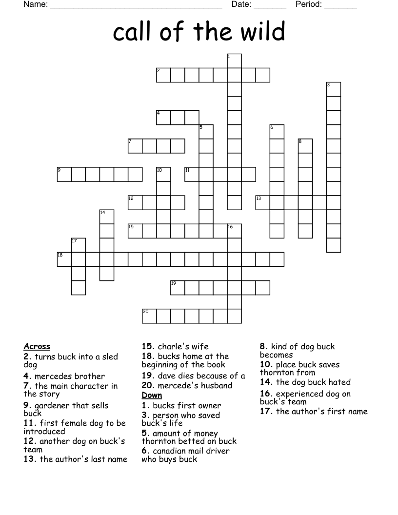 call of the wild  Crossword