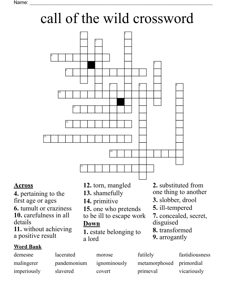call of the wild crossword