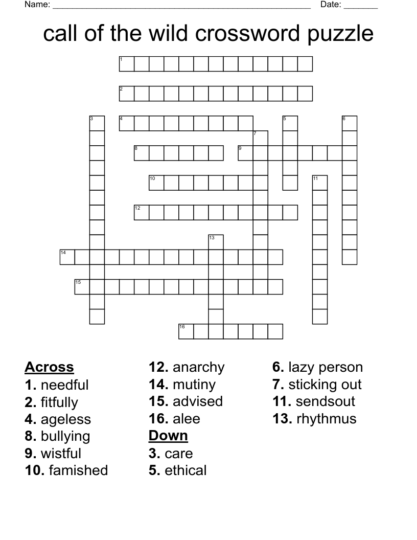 call of the wild crossword puzzle