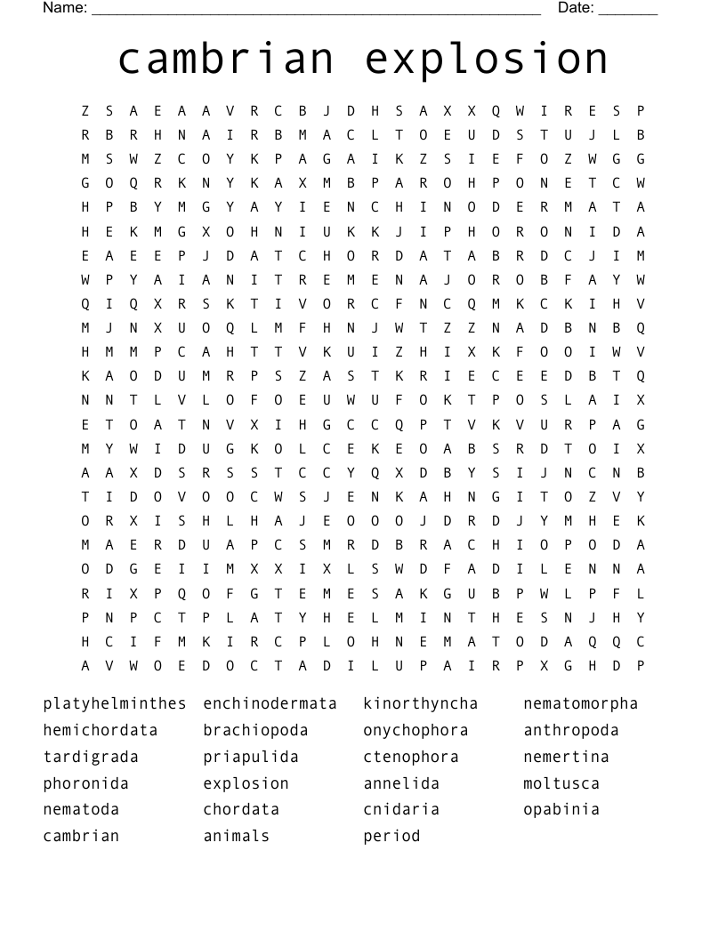 cambrian explosion Word Search