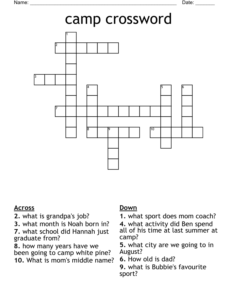 camp crossword