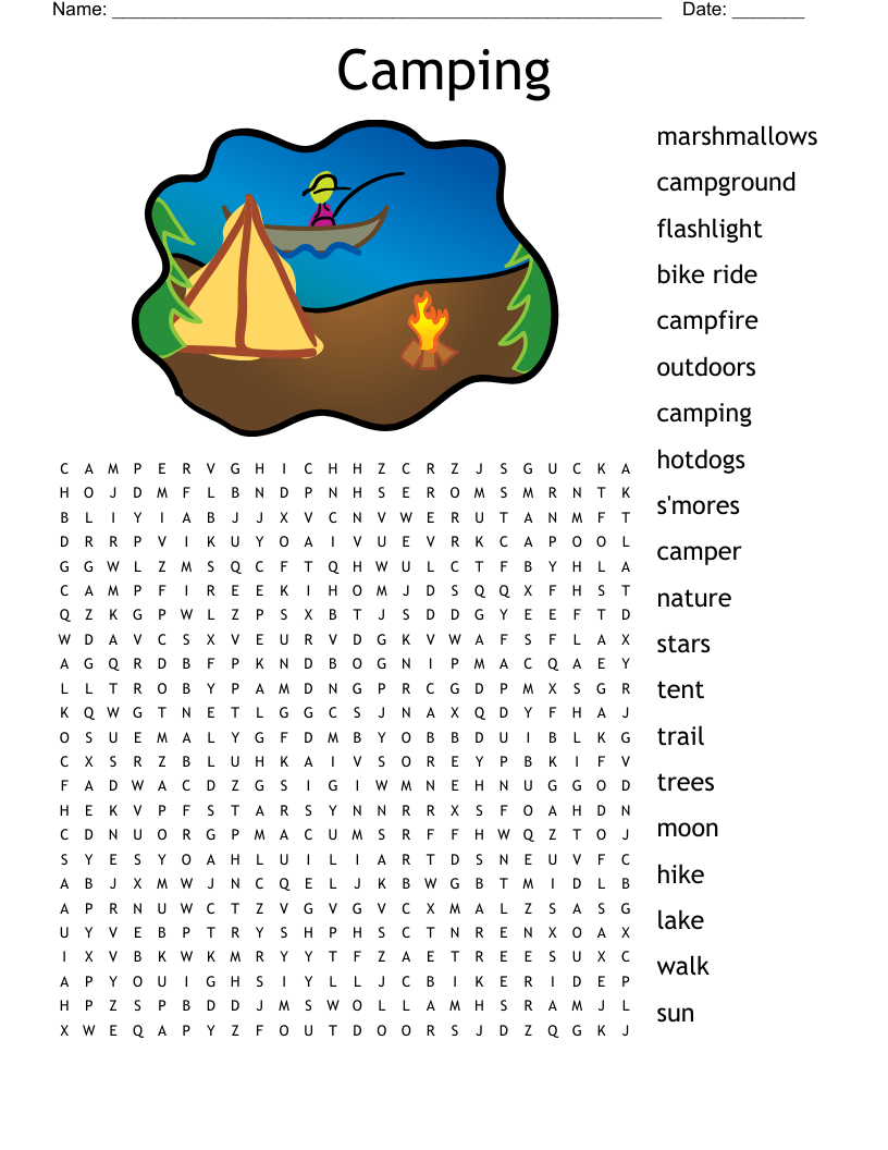 Camping Word Search