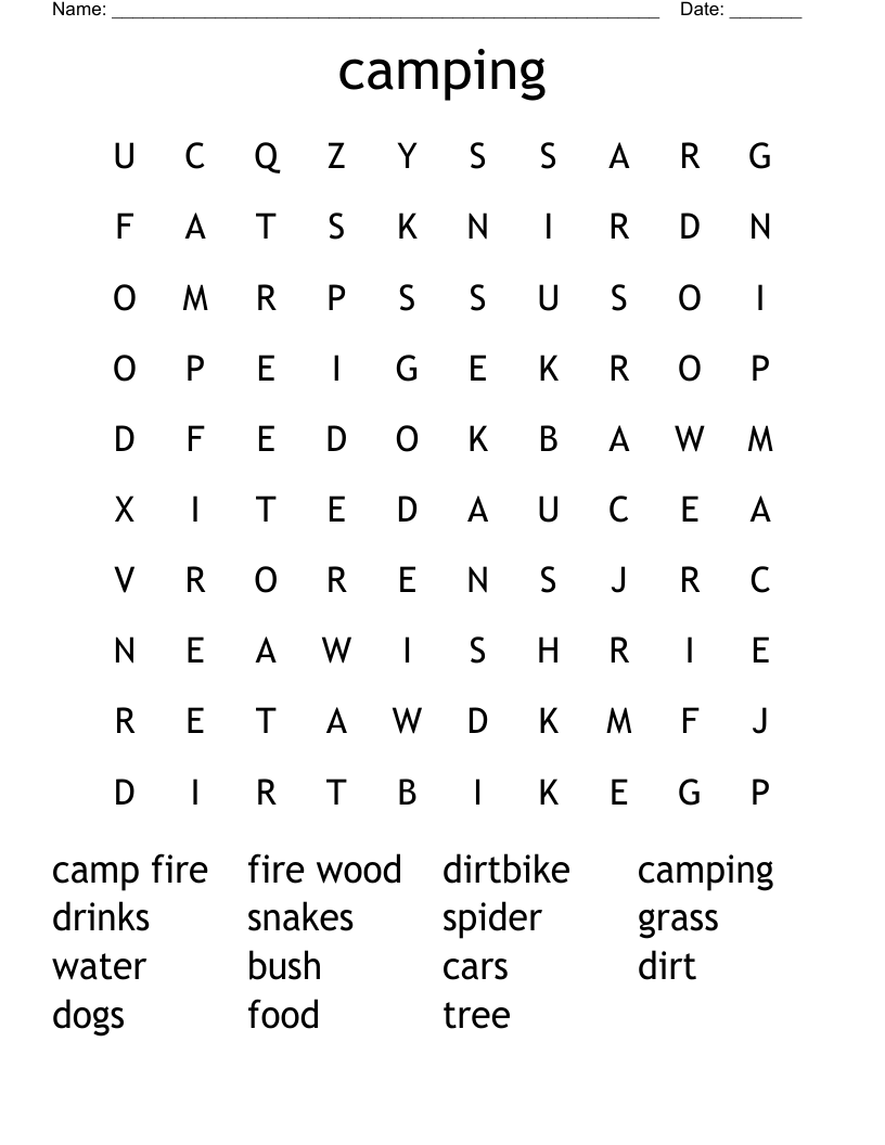 camping Word Search