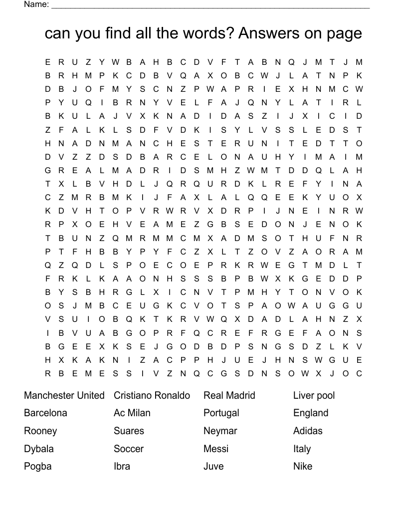 can you find all the words? Answers on page  Word Search