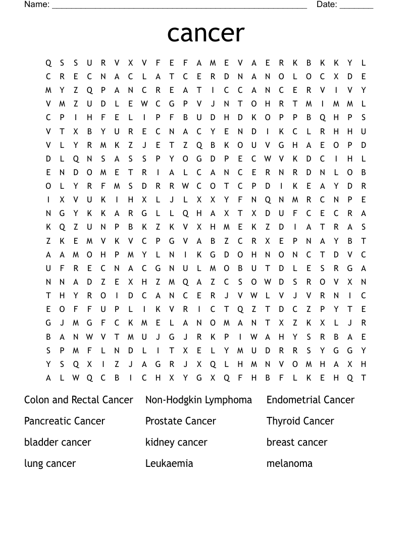 cancer  Word Search