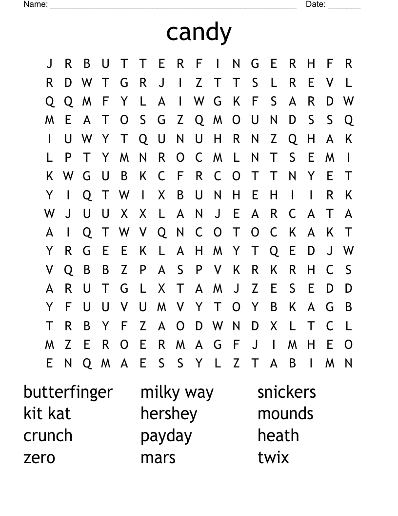 candy Word Search