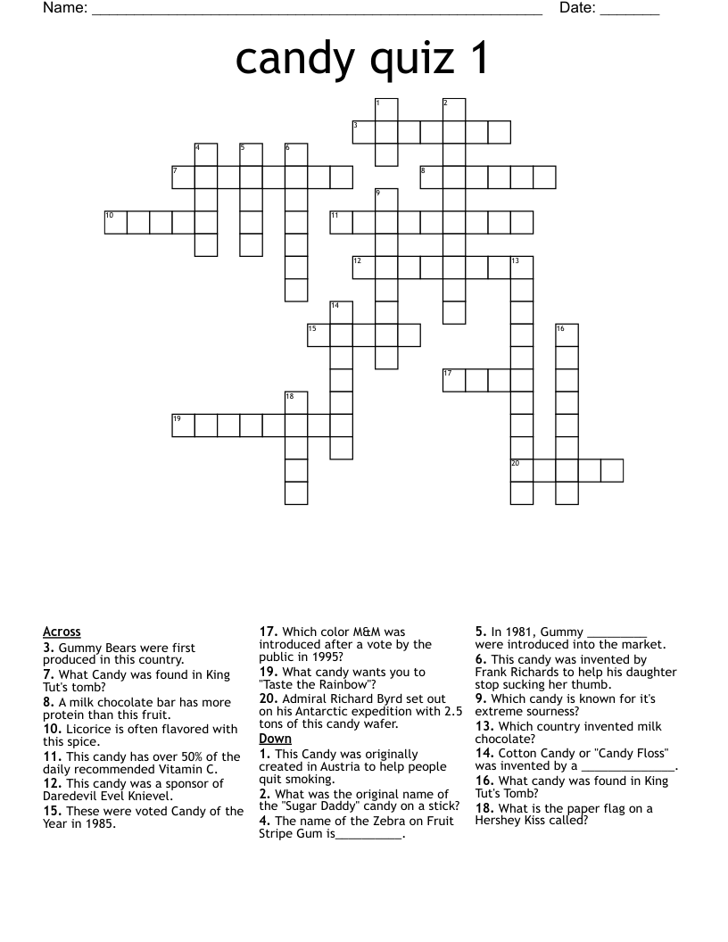 candy quiz 1 Crossword