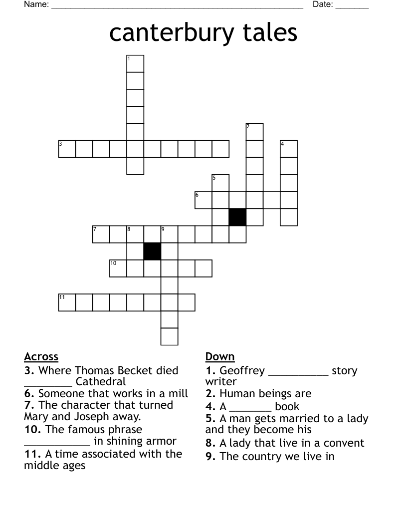 canterbury tales Crossword