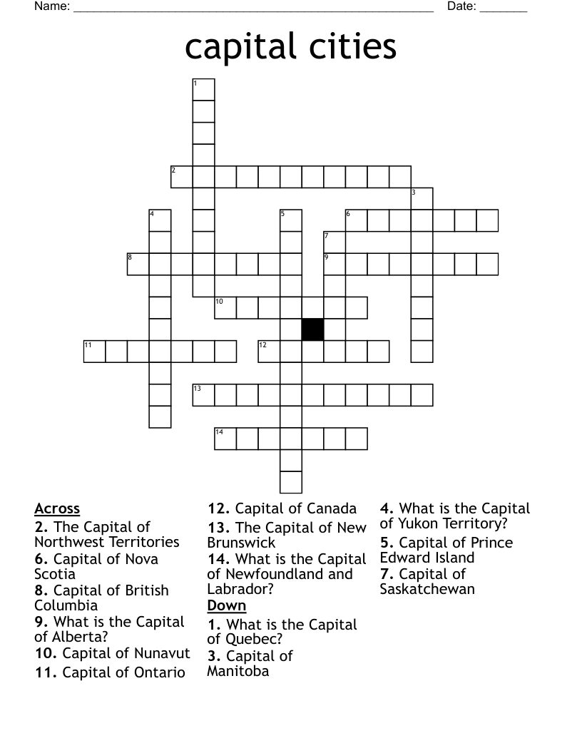capital cities Crossword
