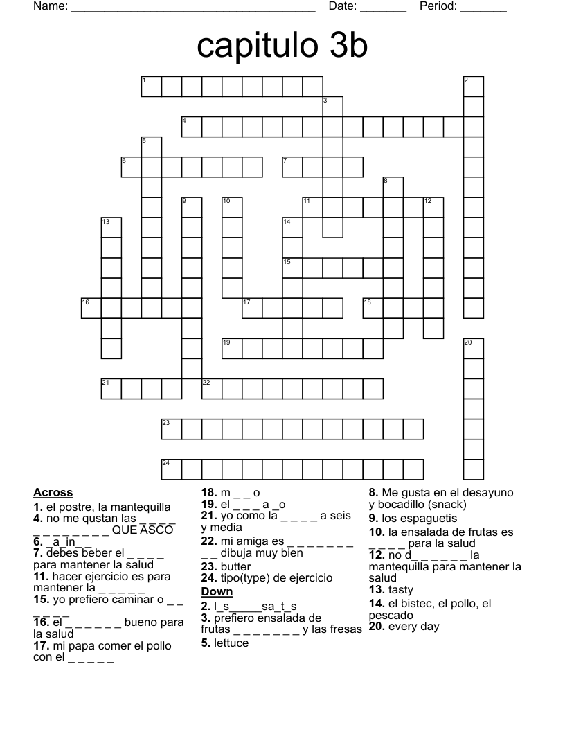 capitulo 3b Crossword