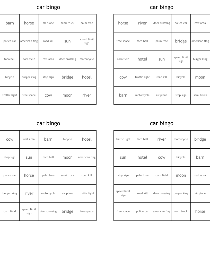 car bingo