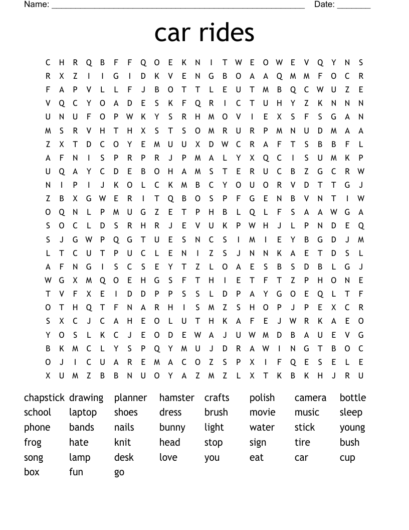 car rides Word Search