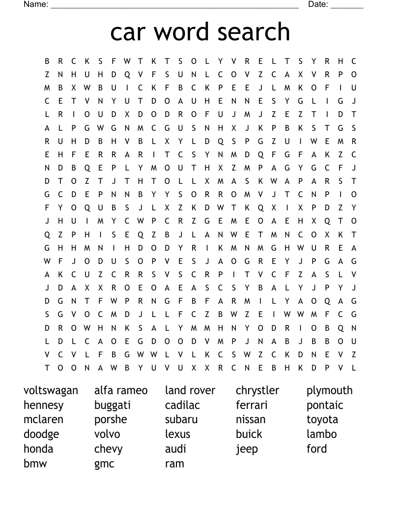 car word search
