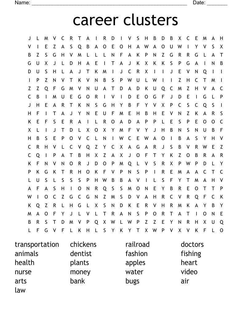career clusters Word Search