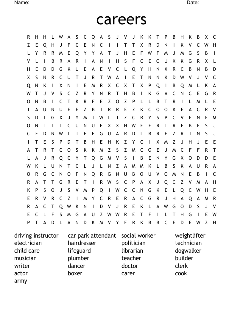 careers Word Search