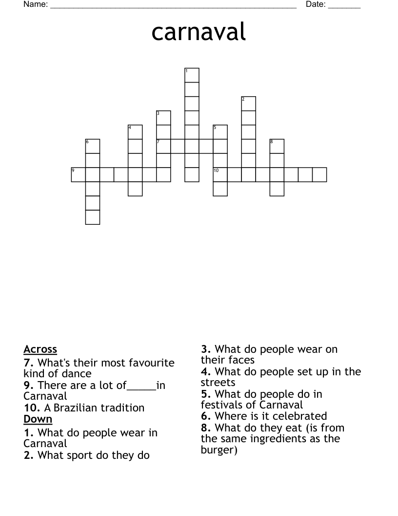 carnaval Crossword