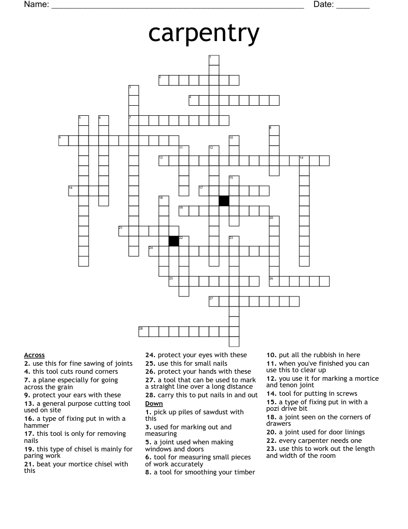 carpentry Crossword