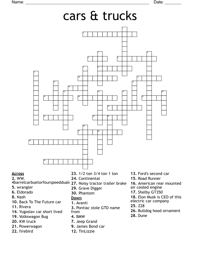cars & trucks Crossword