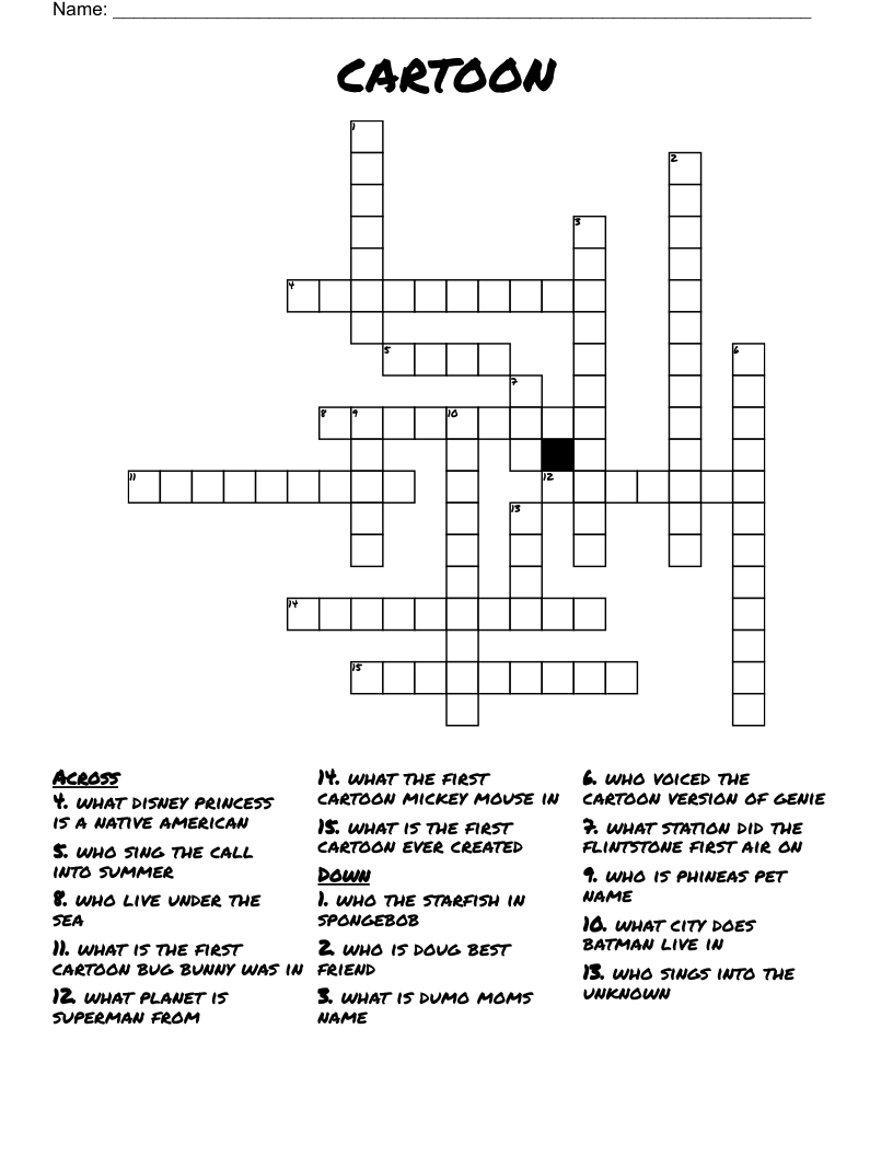 cartoon Crossword
