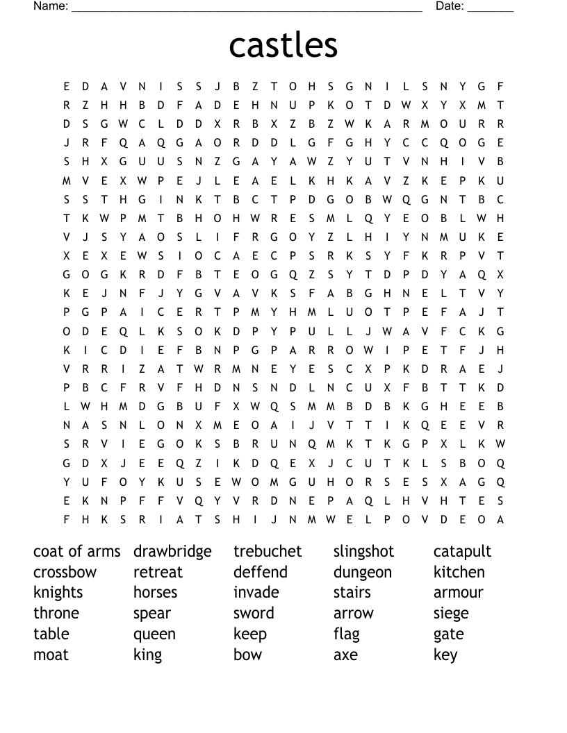 castles Word Search