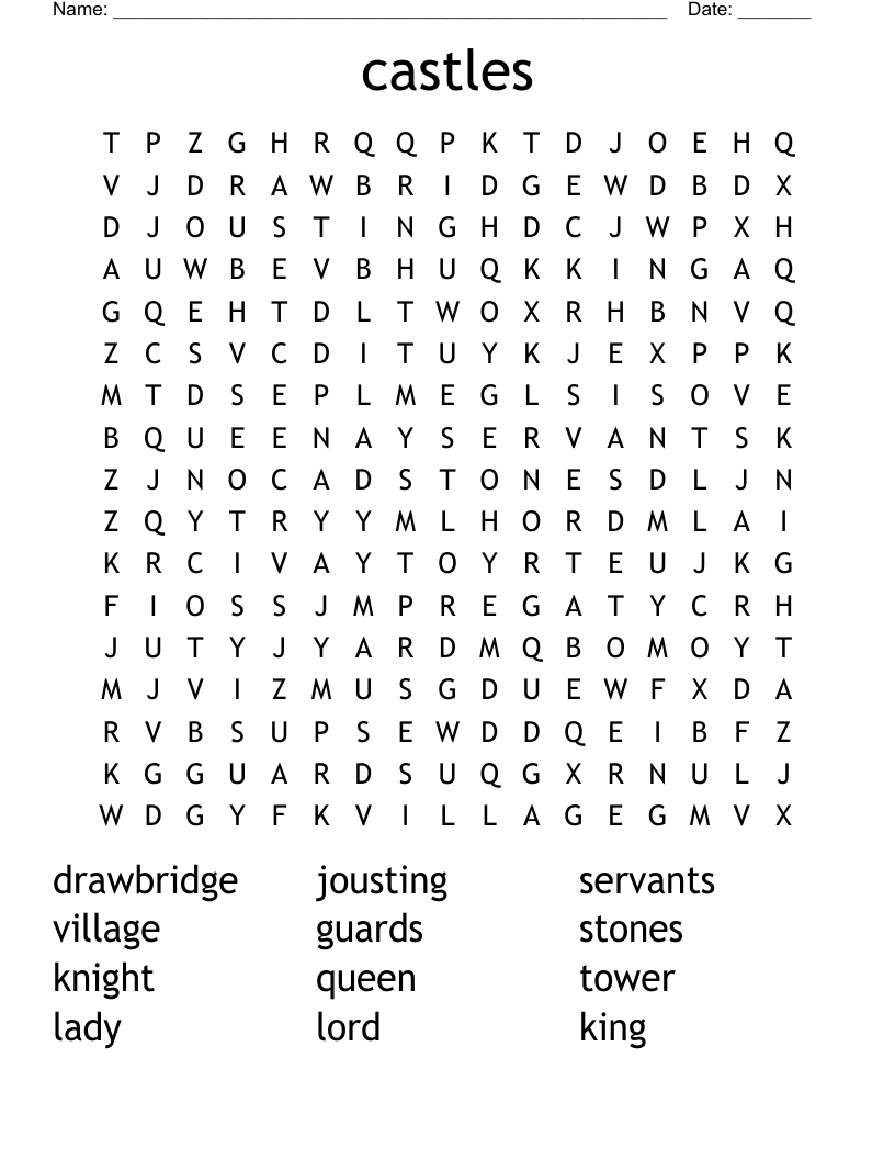 castles Word Search