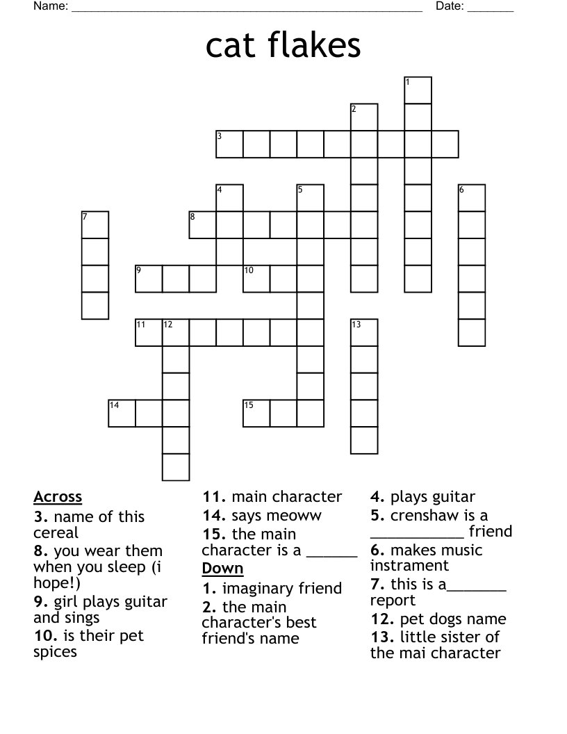 cat flakes Crossword