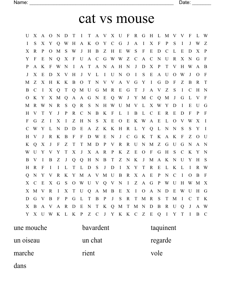 cat vs mouse  Word Search