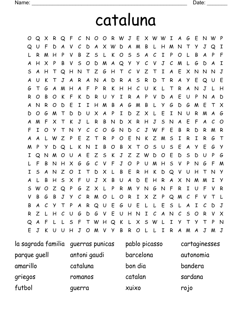 cataluna Word Search