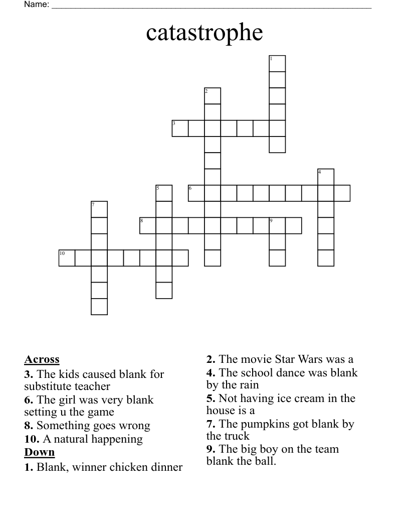 catastrophe  Crossword