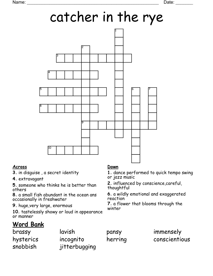 catcher in the rye  Crossword