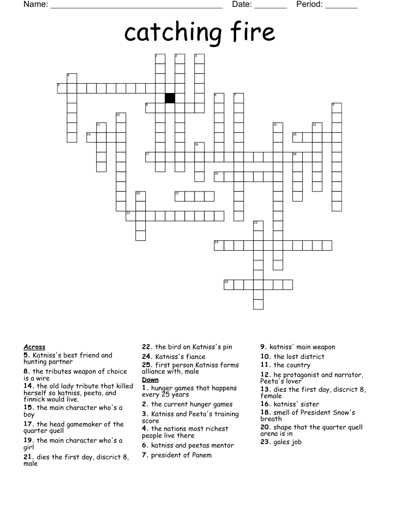 catching fire Crossword