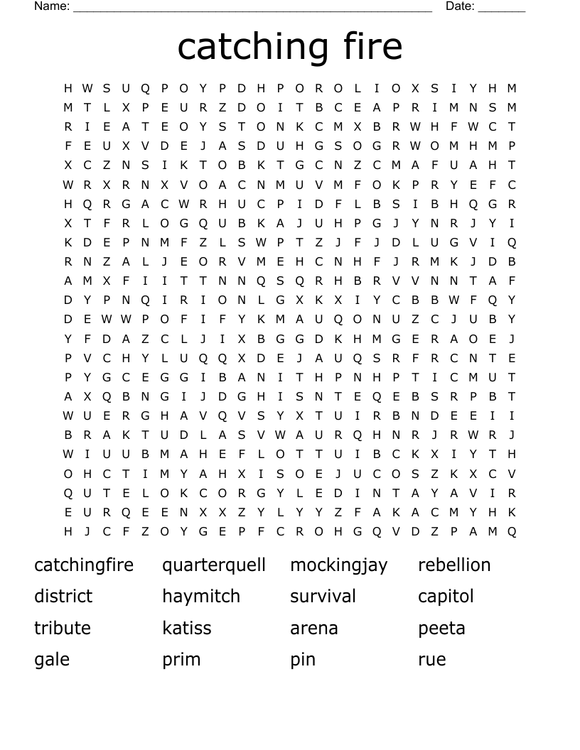 catching fire Word Search