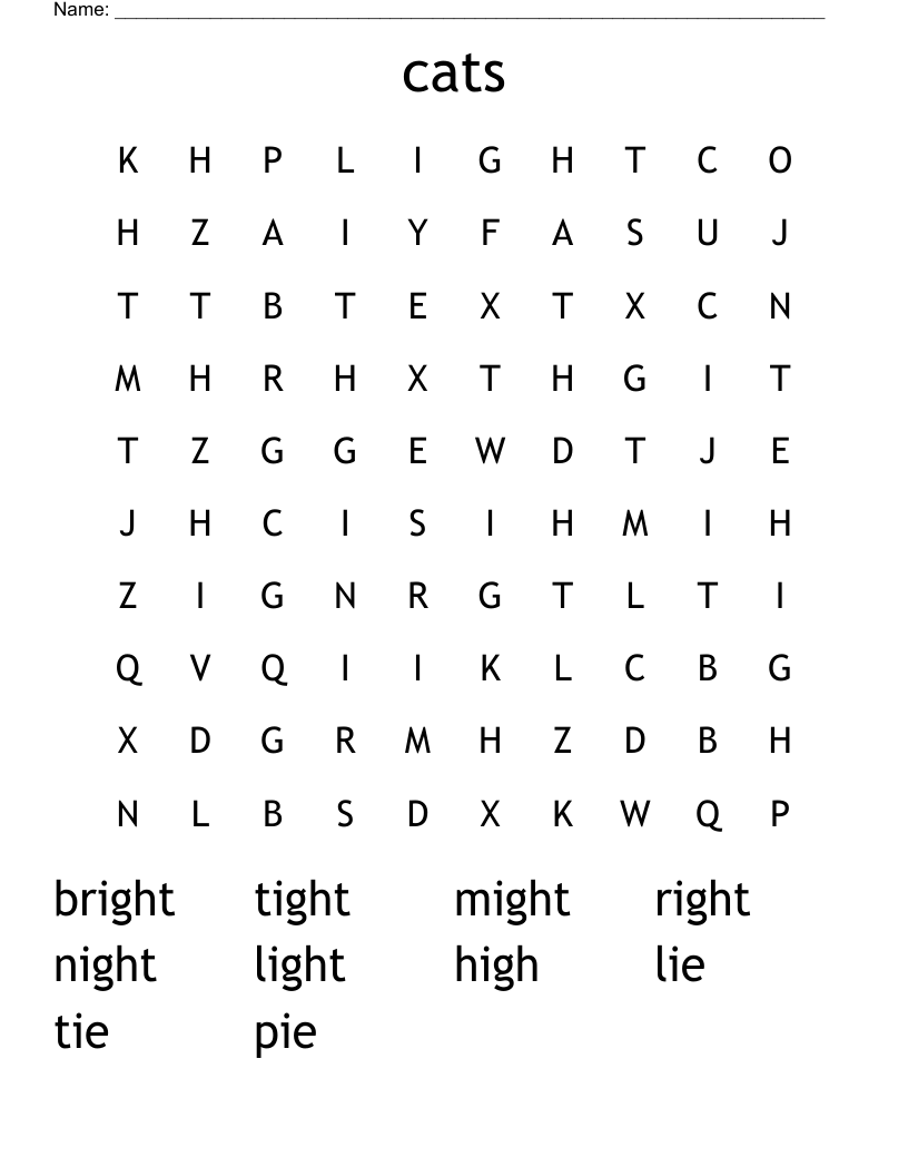 cats Word Search